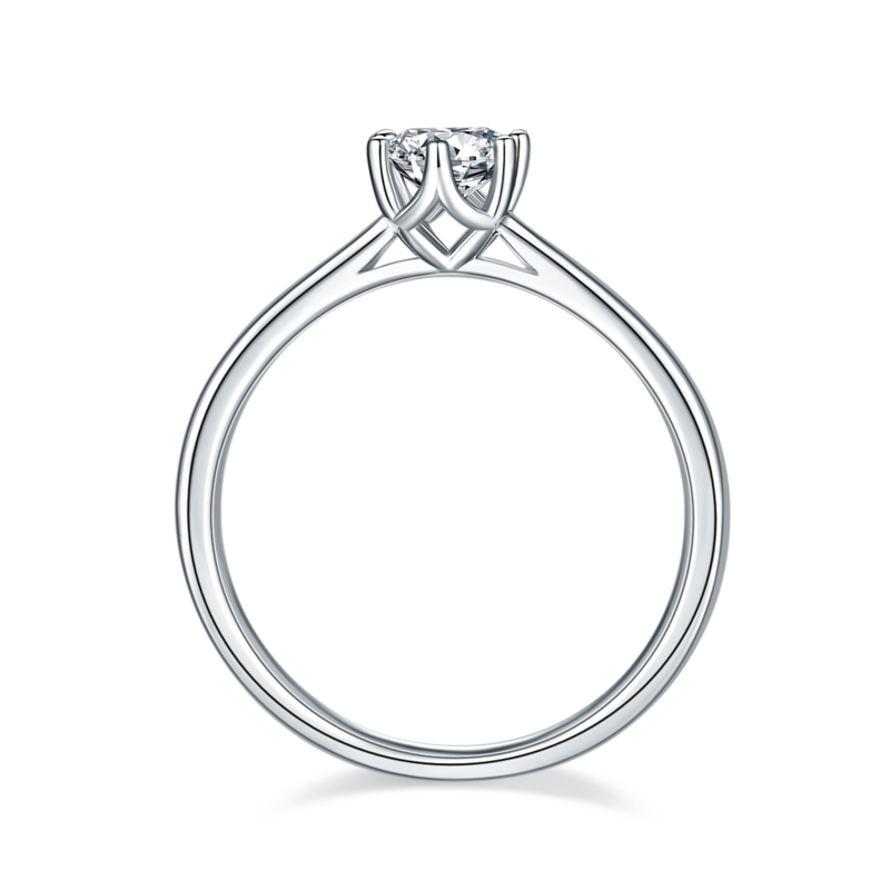 光臂新六爪S925银镀白金MoissaniteWomen's Ring50分D级